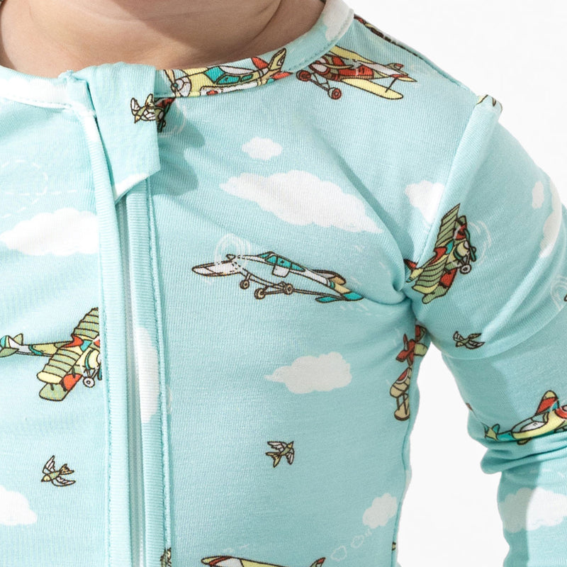 Vintage Airplanes Bamboo Convertible Footie