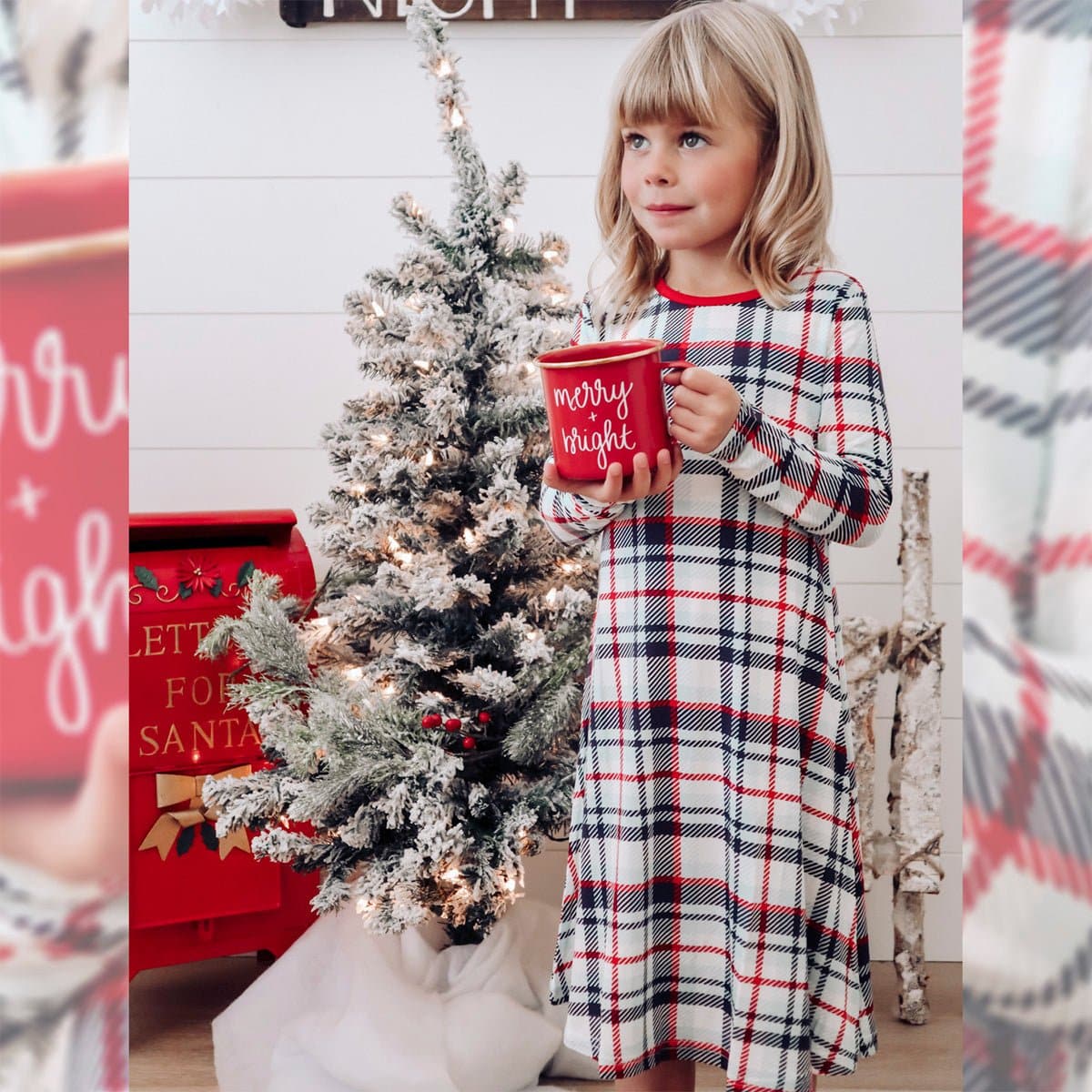 Original Holiday Plaid Bamboo Girls' Long Sleeve Dress Original Holiday Plaid Bamboo Girls' Long Sleeve Dress