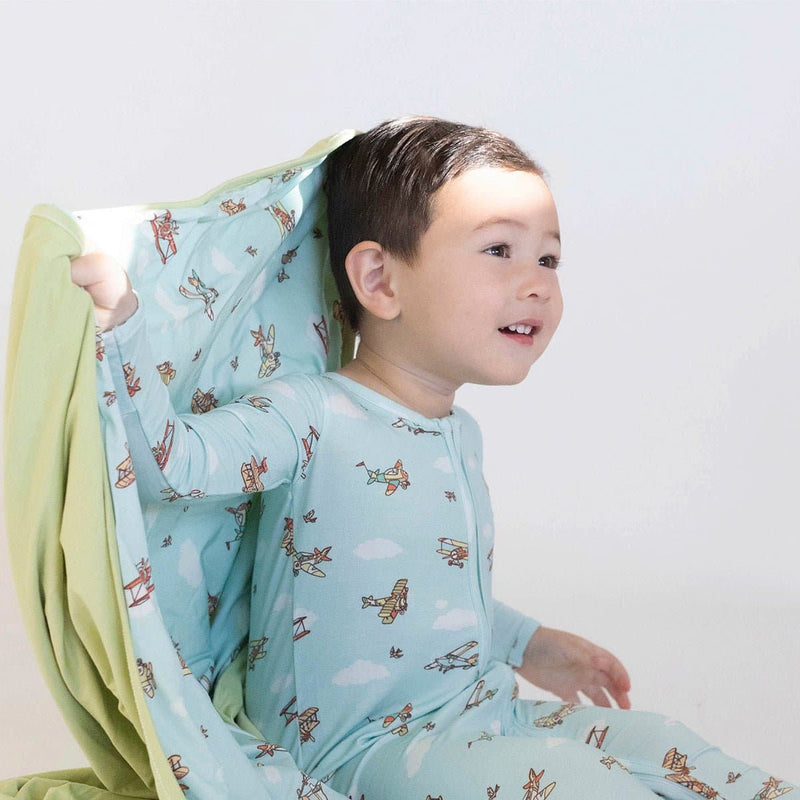 Vintage Airplanes Bamboo Blanket